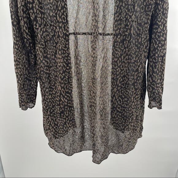 CHICO’S TRAVELERS Animal Print Cardigan Evening Wear Gold & Black Sparkle SZ XL - Picture 4 of 11